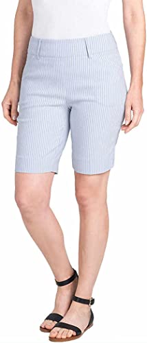 Hilary Radley Womens Midweight Bermuda Pull-On Short (XX-Large, Light Blue Combo)